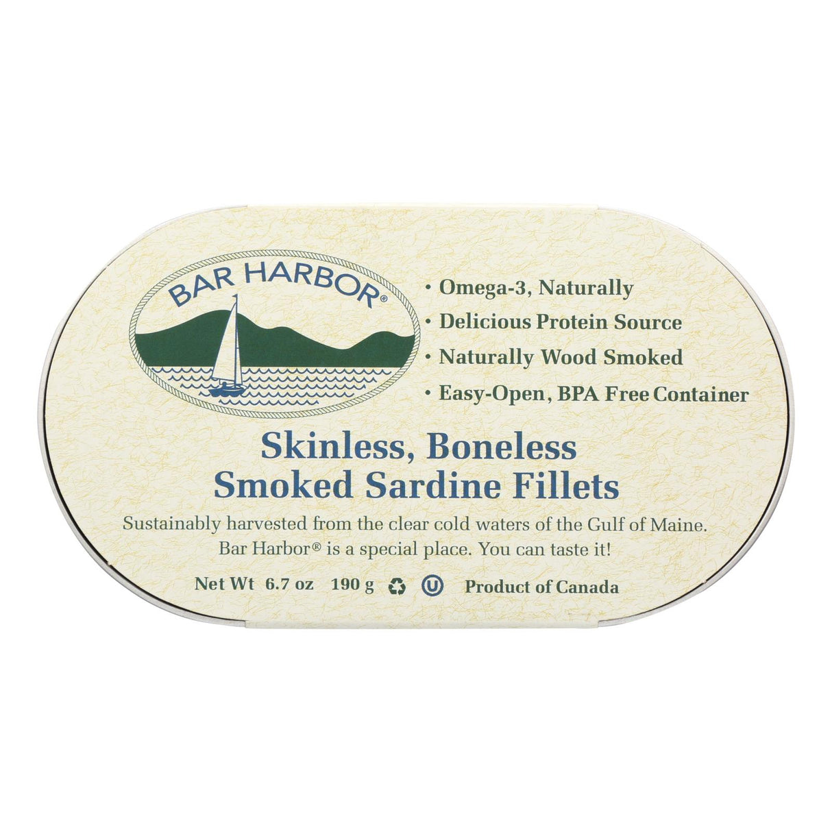 Bar Harbor Smoked, Skinless, Boneless Sardine Fillets - 6.7 Oz. (Pack of 12) - Cozy Farm 