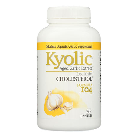 Kyolic Aged Garlic Extract Cholesterol Formula 104, 200 Capsules - Cozy Farm 