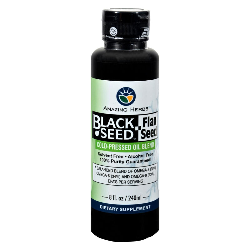 Amazing Herbs Black Seed & Flaxseed Oil Blend - 8 Oz. (Pack of 3) - Cozy Farm 