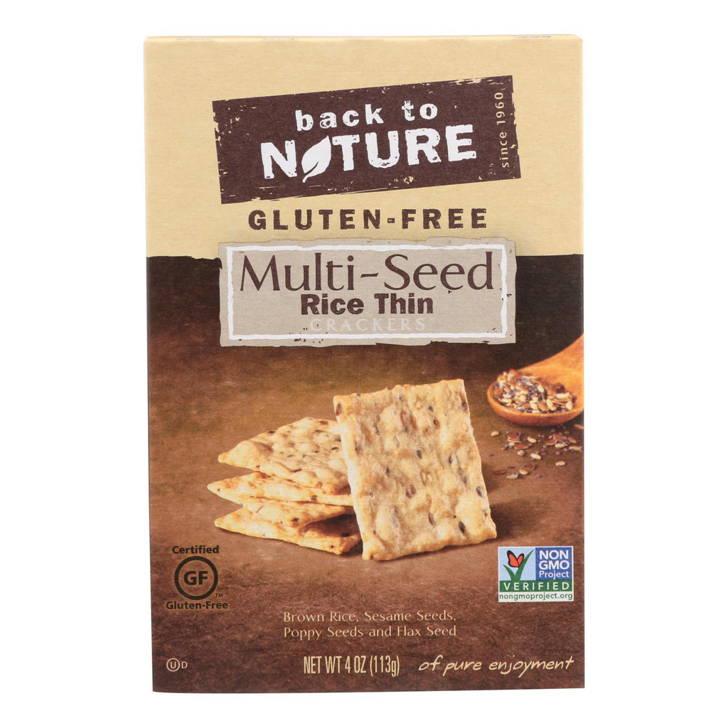 Back To Nature Multi Seed Rice Thin Crackers (Pack of 12 - 4 Oz.) - Brown Rice, Sesame Seeds, Poppy Seeds and Flaxseed - Cozy Farm 