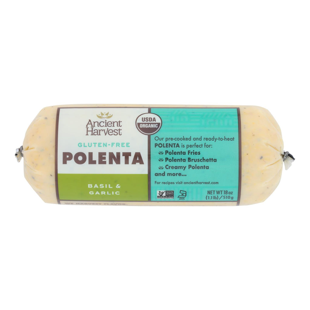 Food Merchants Organic Polenta (Pack of 12) - Basil Garlic Flavor, 18 Oz. - Cozy Farm 