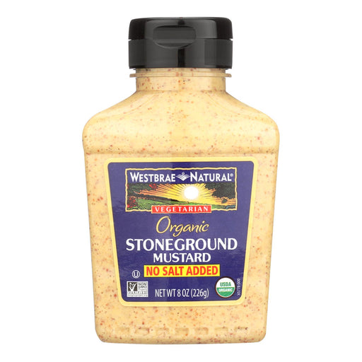 Westbrae No Salt Added Stoneground Mustard (Pack of 12 - 8 Oz.) - Cozy Farm 