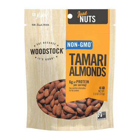 Woodstock Premium Non-GMO Tamari Glazed Almonds, 7.5 Oz (Pack of 8) - Cozy Farm 