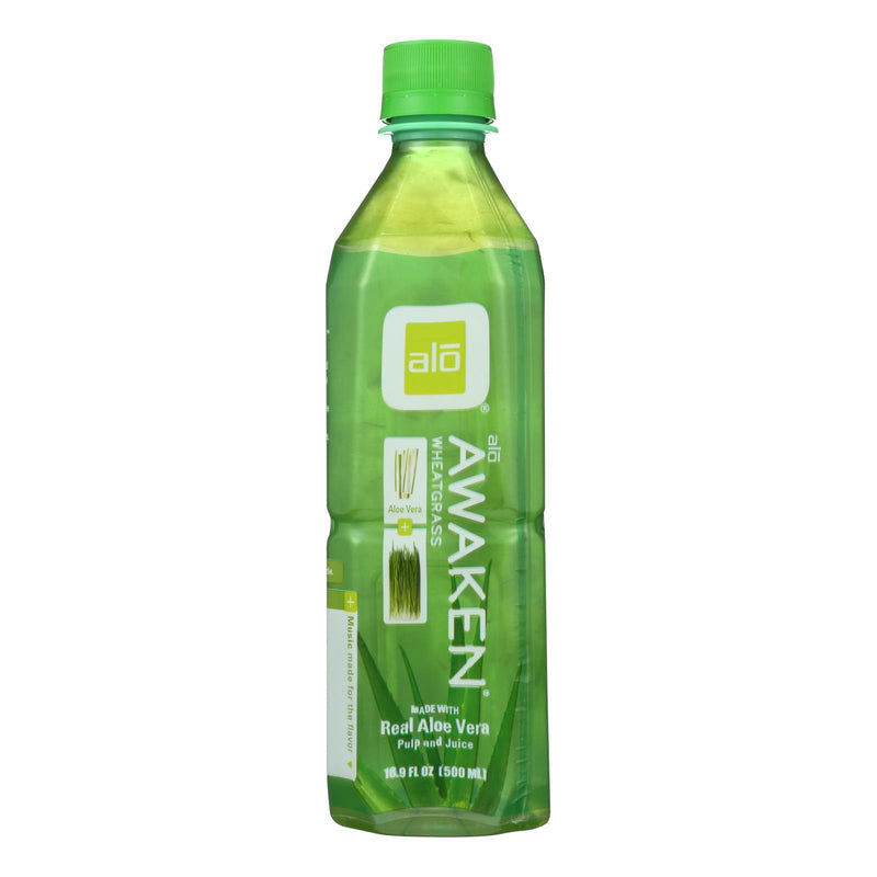 Alo Original Awaken Aloe Vera Juice Drink with Wheatgrass (12 Pack, 16.9 Fl Oz Each) - Cozy Farm 