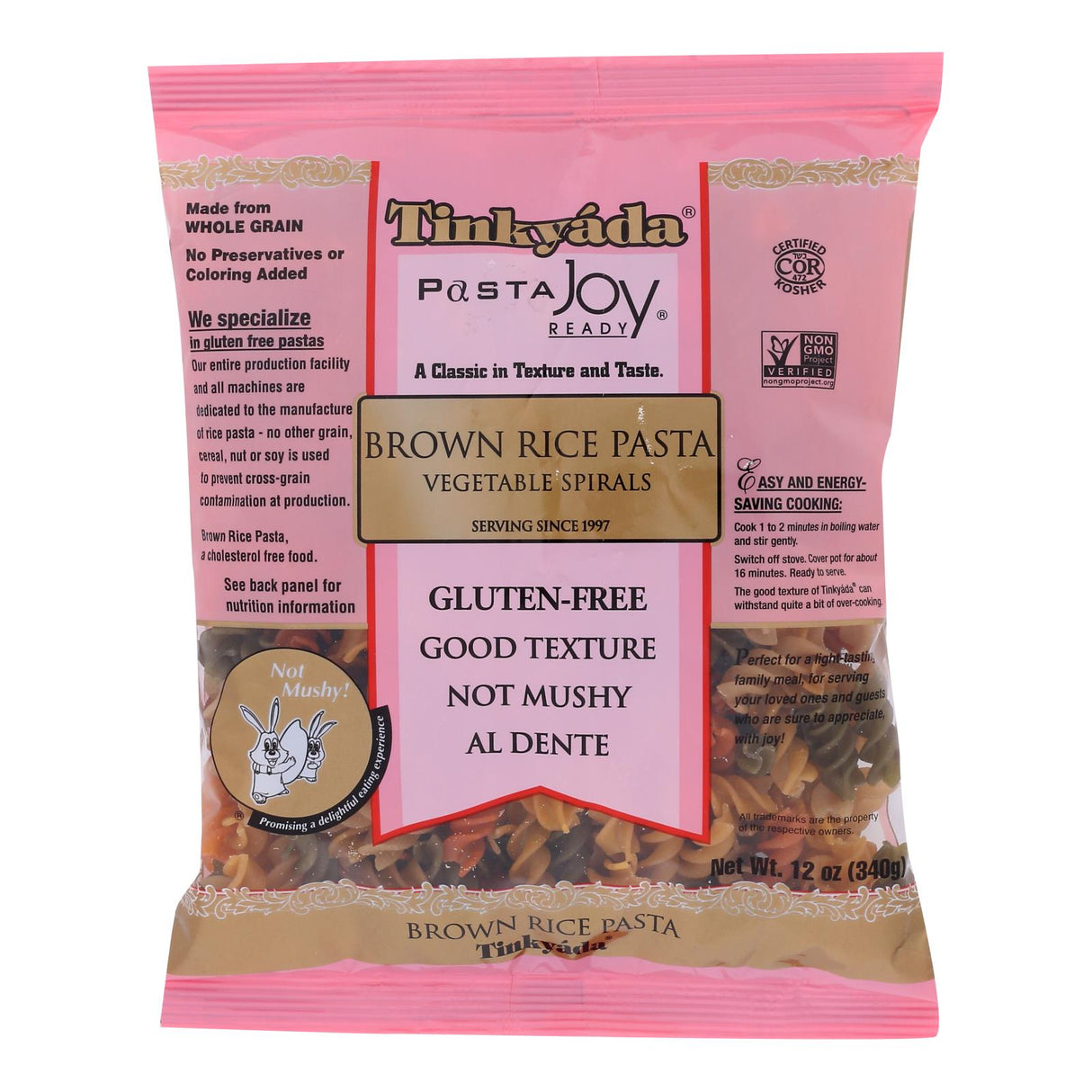 Tinkyada Brown Rice Pasta Vegetable Spirals 12 Oz. (Pack of 12) - Cozy Farm 