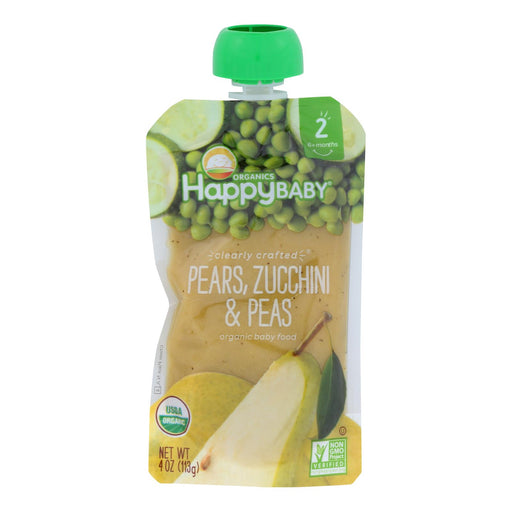 Happy Baby Clearly Crafted Pears, Zucchini and Peas (Pack of 16 - 4 Oz.) - Cozy Farm 