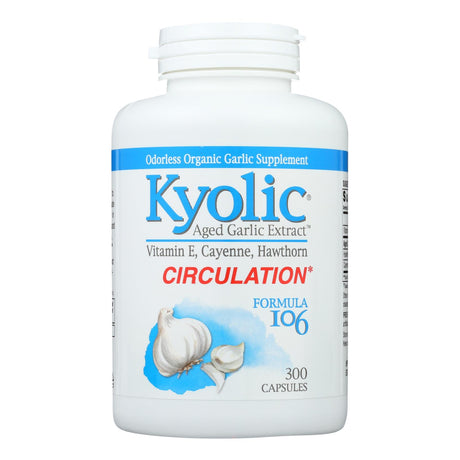 Kyolic Aged Garlic Extract Circulation Formula 106, 300 Capsules - Cozy Farm 