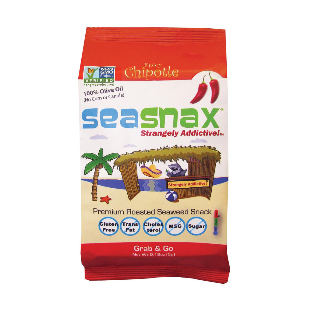 Seasnax Organic Premium Roasted Seaweed Snack - Chipotle (Pack of 24) - 0.18 Oz. - Cozy Farm 