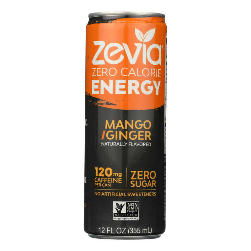 Zevia Zero Calorie Mango Ginger Energy Drink - 12 Fl Oz (Case of 12) - Cozy Farm 