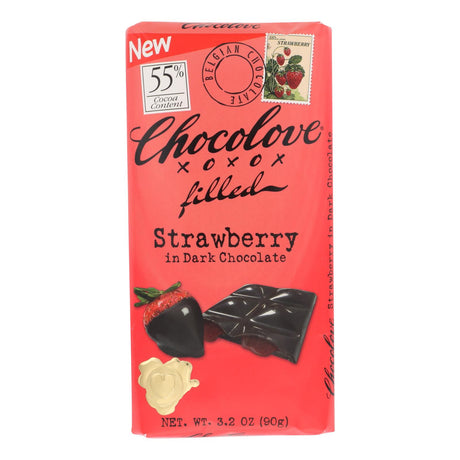 Chocolove Xoxox Strawberry Creme Dark Chocolate Bars (Pack of 10 - 3.2 Oz Each) - Cozy Farm 