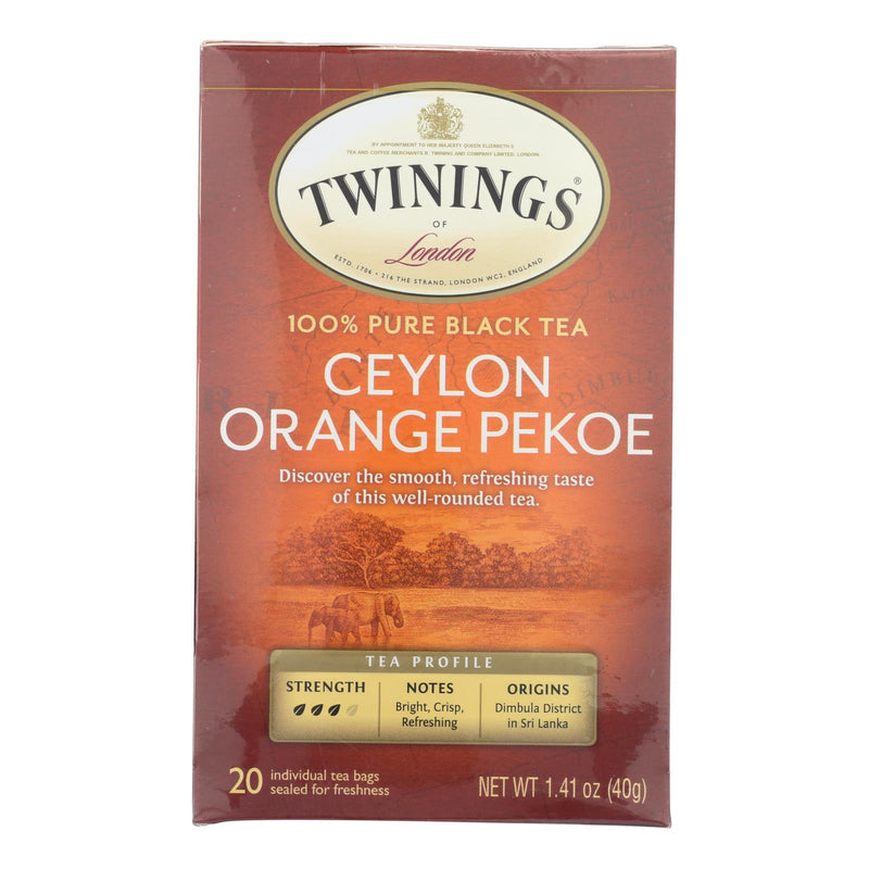 Twinings Black Tea Ceylon Orange Pekoe 20 Tea Bags (Pack of 6) - Cozy Farm 