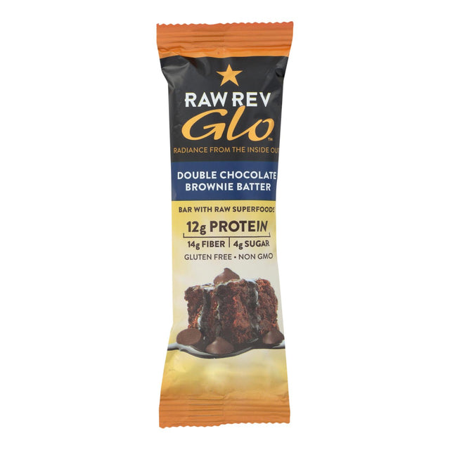 Raw Rev Glo Double Chocolate Brownie Batter Bar  - Case Of 12 - 1.6 Oz - Cozy Farm 