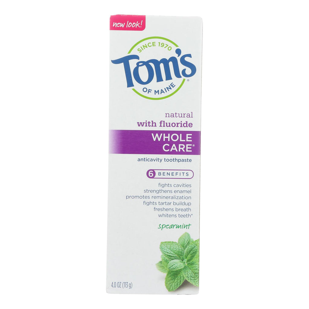 Tom's of Maine Whole Care Spearmint Fluoride (Pack of 6 - 4 Oz.) - Cozy Farm 