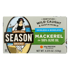 Season Mackerel Fillets in Olive Oil | 4.375 Oz | Pack of 12 - Cozy Farm 