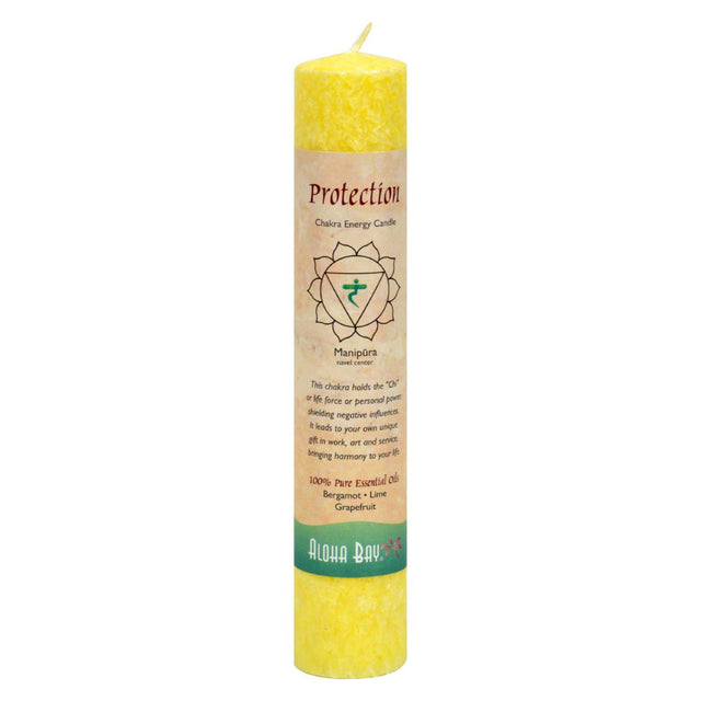 Aloha Bay Chakra Pillar Candle - Protection, Yellow, 1 Lb - Cozy Farm 