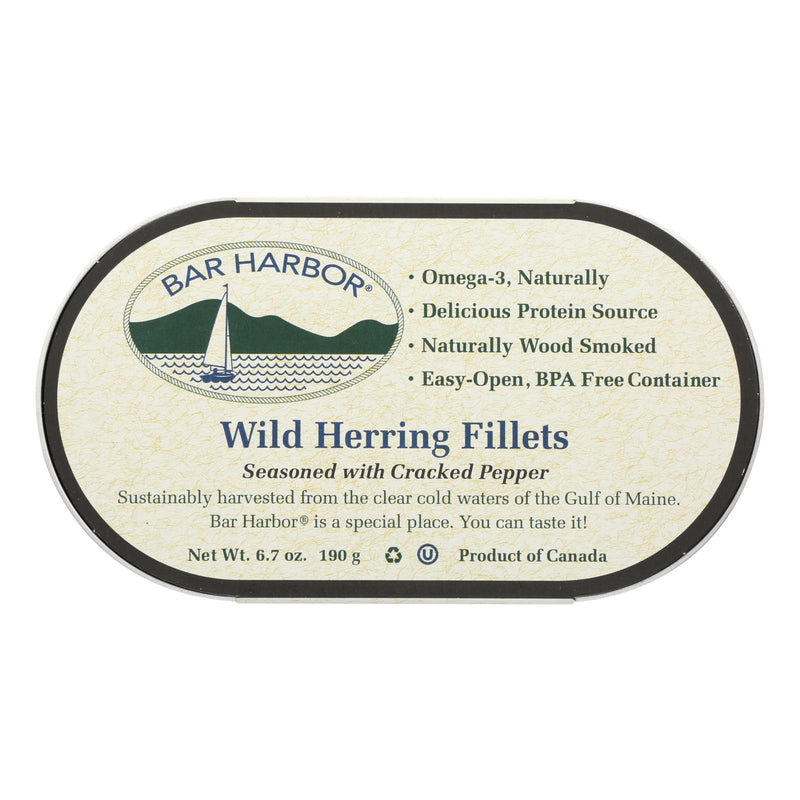 Bar Harbor Wild Herring Fillets, Cracked Pepper Flavor, 6.7 Oz. (Pack of 12) - Cozy Farm 