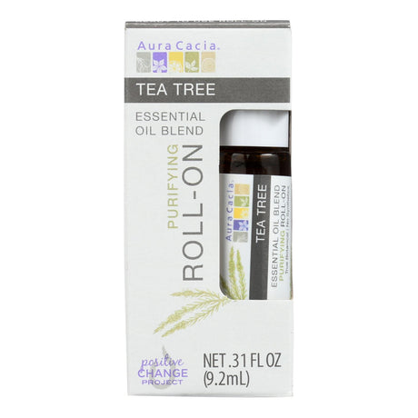 Aura Cacia Roll-On Tea Tree Essential Oil, 4-Pack, 0.31 Fl Oz Each - Cozy Farm 