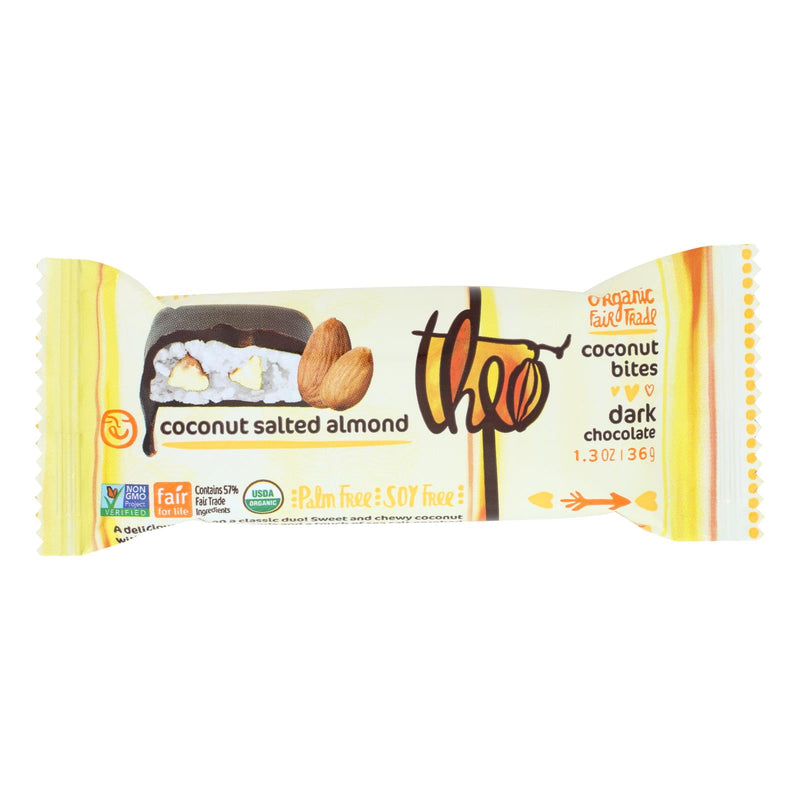 Theo Chocolate Coconut Bites - Dark Chocolate Coconut Salted Almond - Case Of 12 - 1.3 Oz. - Cozy Farm 