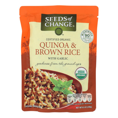 Seeds of Change Organic Quinoa + Brown Rice with Garlic, 8.5 Oz. (Bulk Pack of 12) - Cozy Farm 