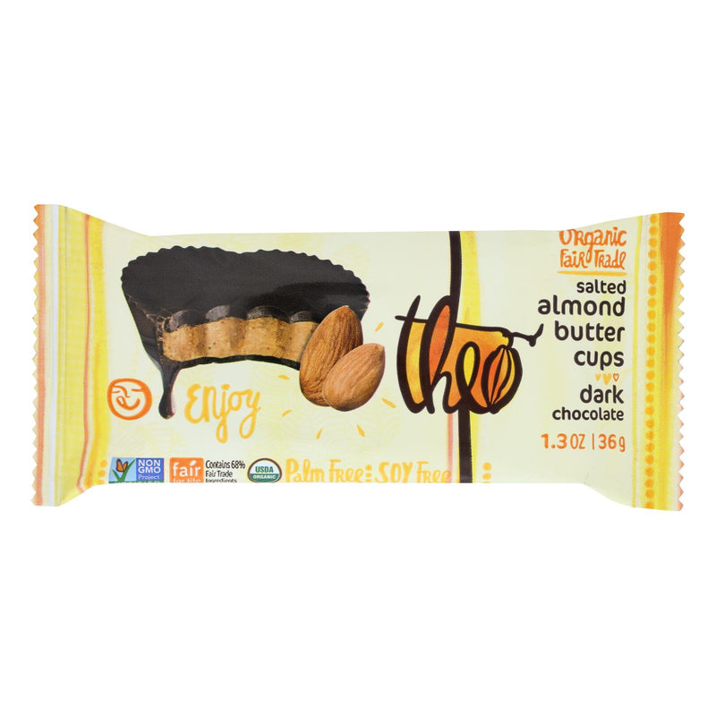 Theo Chocolate Salted Almond Butter Cups (Pack of 12) - Dark Chocolate, 1.3 Oz. - Cozy Farm 