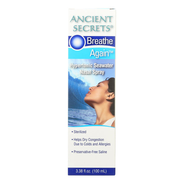 Ancient Secrets Breathe Again Nasal Spray - Relieves Nasal Congestion, 3.38 Fl Oz - Cozy Farm 