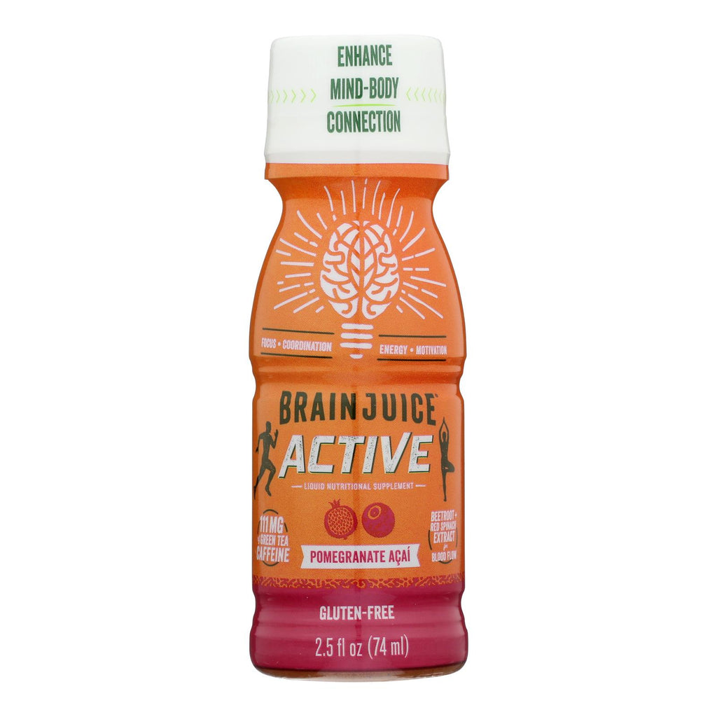 Brain Juice Pre-Workout Shot Pomegranate Acai Active (Pack of 12 - 2.5 Oz.) - Cozy Farm 