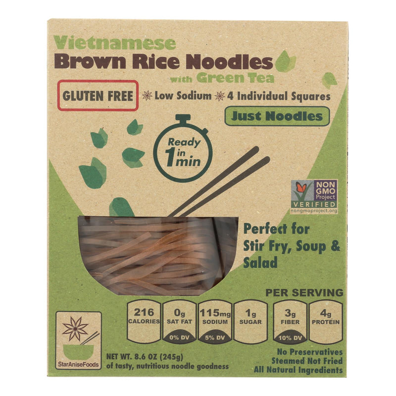 Star Anise Foods Brown Rice Vietnamese Noodles with Organic Green Tea (Pack of 6) - 8.6 Oz - Cozy Farm 