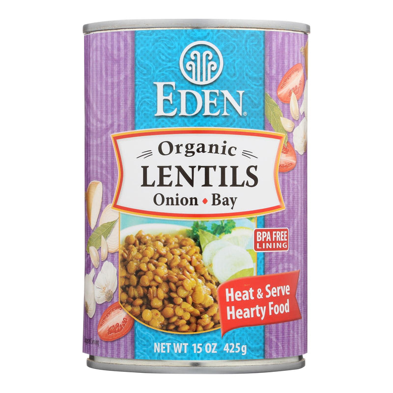 Organic Eden Lentils with Onion, Bay Leaf, and Black Pepper - 15 Oz. (Pack of 12) - Cozy Farm 