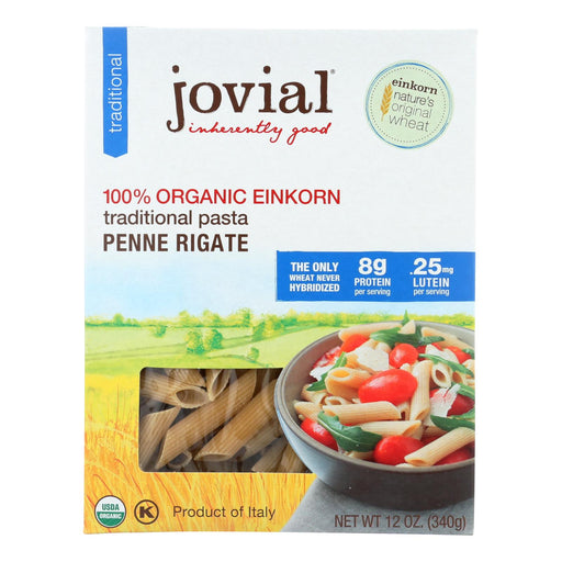 Jovial Einkorn Penne Rigate Pasta, 100% Whole Grain, Non-GMO, Kosher Certified (Pack of 12 - 12 Oz.) - Cozy Farm 