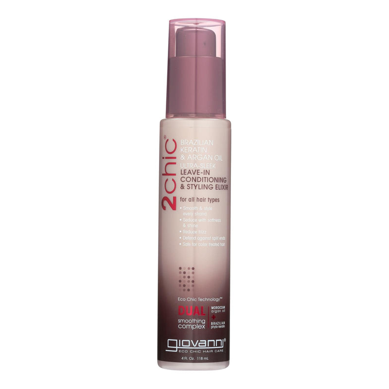 Giovanni 2chic Ultra-Sleek Leave-in Conditioning and Styling Elixir with Brazilian Keratin + Argan Oil - 4 Fl Oz - Cozy Farm 