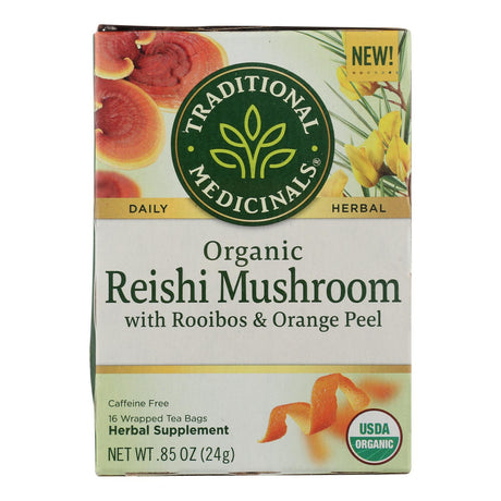 Traditional Medicinals Reishi Organic Mushroom Herbal Tea, Stress Relief Support, 16 Tea Bags (Pack of 6) - Cozy Farm 