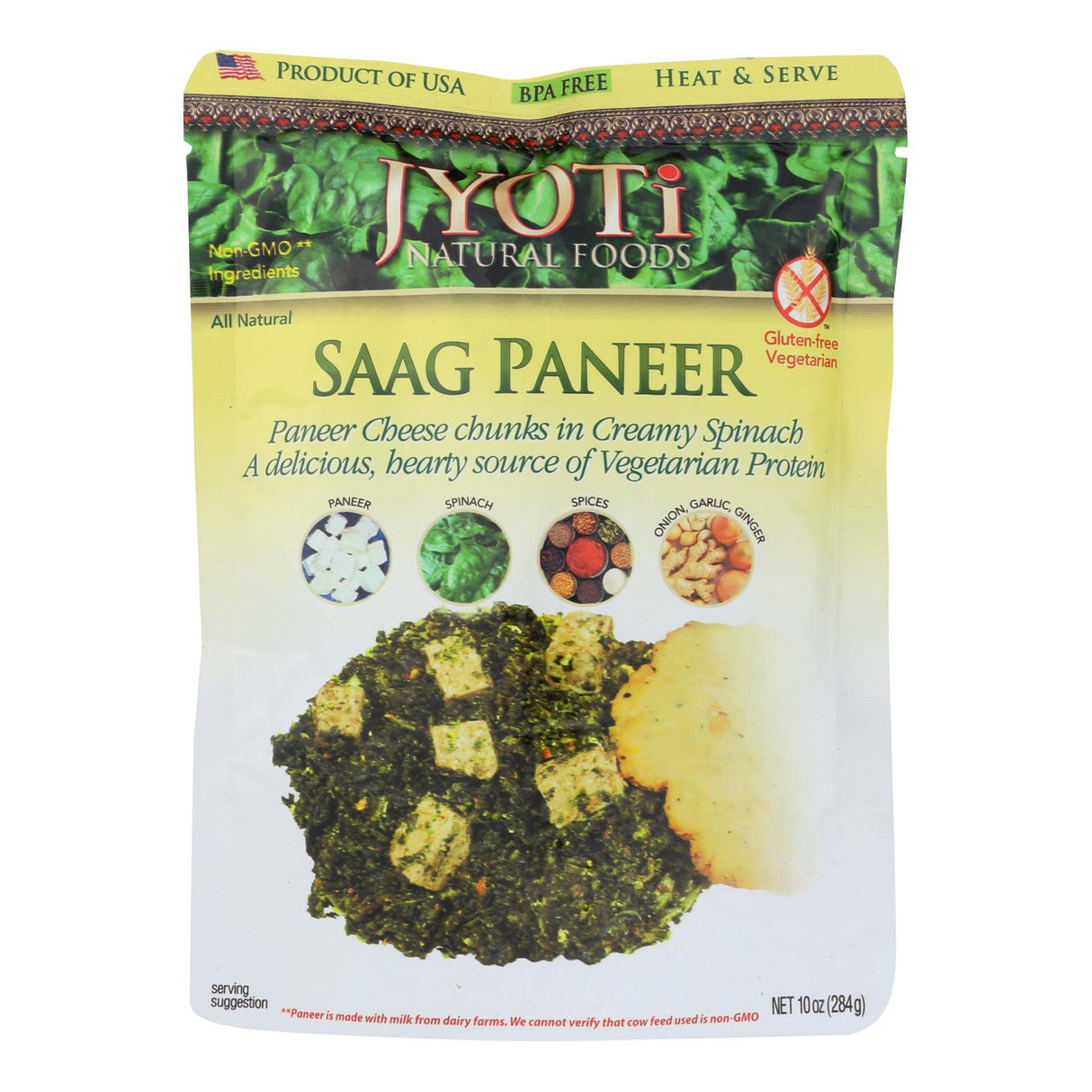 Jyoti Cuisine India Premium Saag Paneer, 10 Oz Pack of 6 - Cozy Farm 