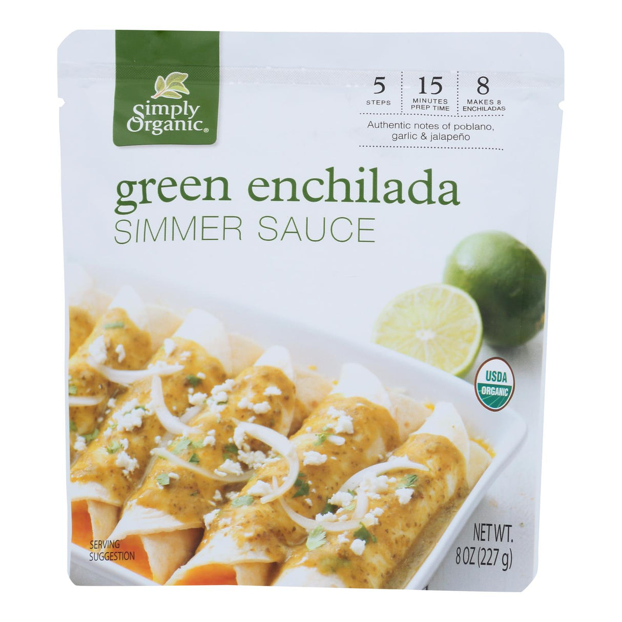 Simply Organic Green Enchilada Simmer Sauce, 8 Oz., Pack of 6 - Cozy Farm 