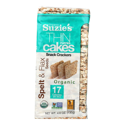 Suzie's Whole Grain Thin Cakes (Pack of 12) - Spelt and Flax Seeds - 4.6 Oz. - Cozy Farm 