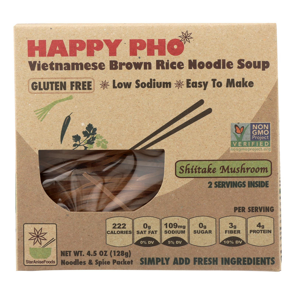 Star Anise Foods Soup - Brown Rice Noodle (Vietnamese Happy Pho) Shiitake Mushroom, 4.5 Oz (Pack of 6) - Cozy Farm 