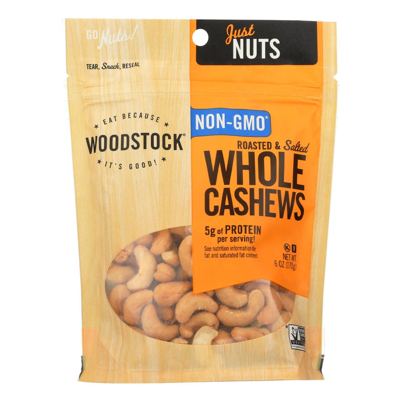 Woodstock Non-GMO Roasted and Salted Cashews (8 x 6 oz.) - Cozy Farm 