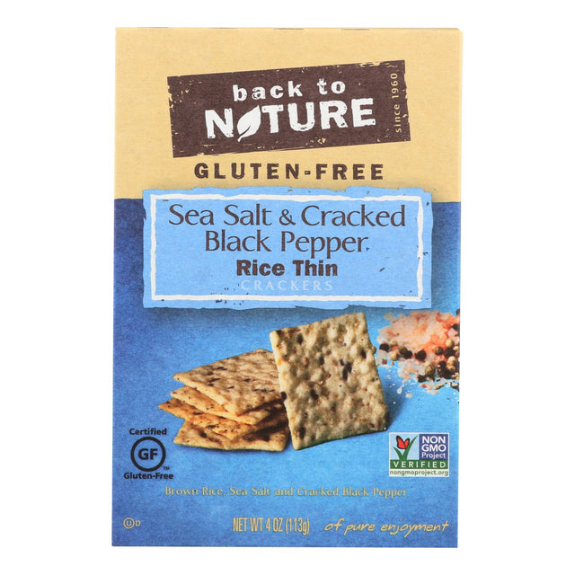 Back To Nature Rice Crackers - Sea Salt and Cracked Black Pepper (4 Oz., Pack of 12) - Cozy Farm 