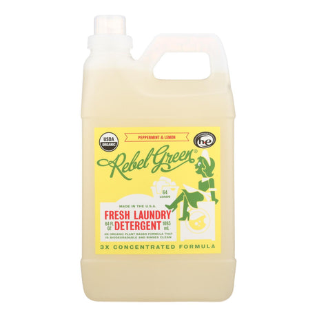 Rebel Green Organic Laundry Detergent - Peppermint and Lemon, Pack of 4, 64 Fl Oz Each - Cozy Farm 