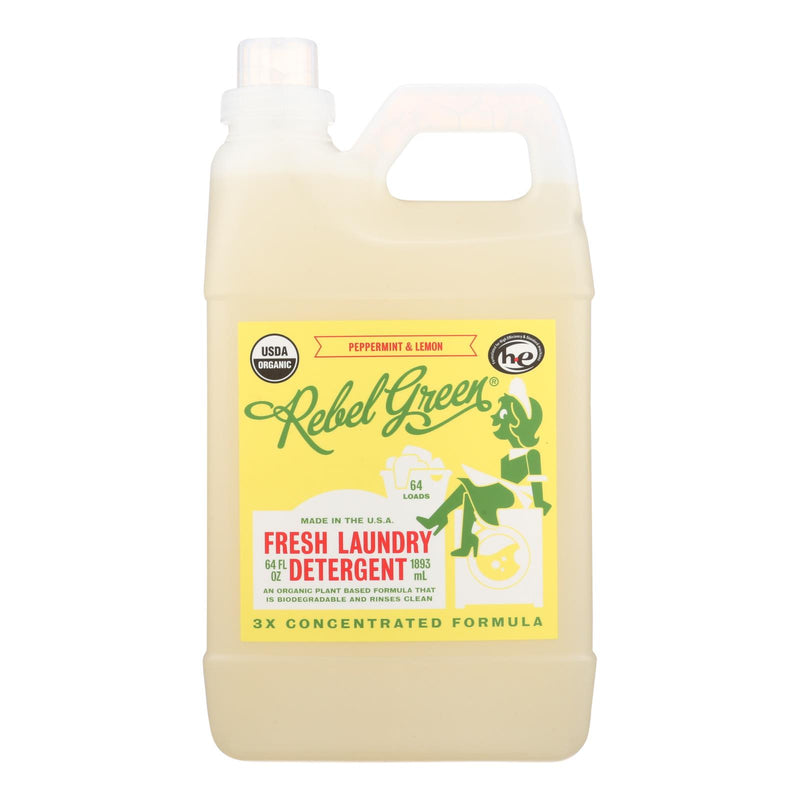 Rebel Green Organic Laundry Detergent - Peppermint and Lemon, Pack of 4, 64 Fl Oz Each - Cozy Farm 