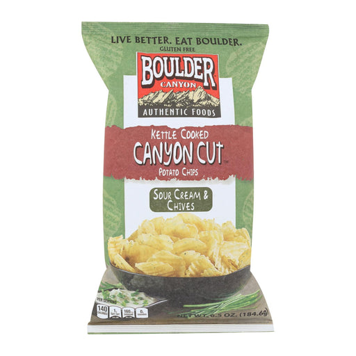 Boulder Canyon Kettle Cooked Canyon Cut Potato Chips - Sour Cream & Onion (Pack of 12 - 6.5 Oz.) - Cozy Farm 