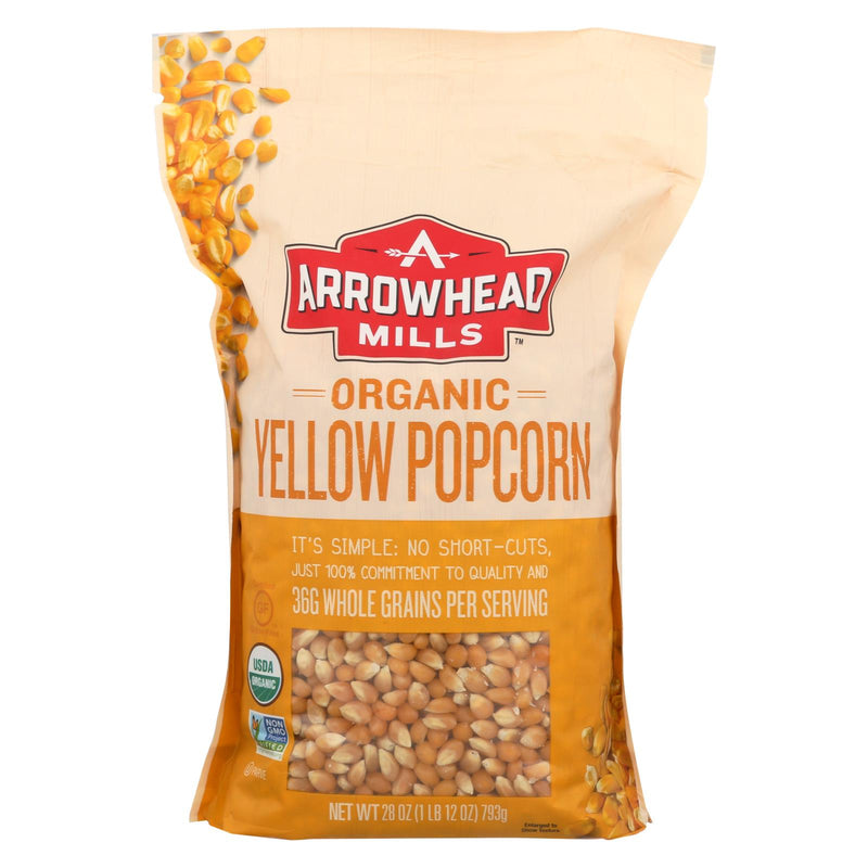 Arrowhead Mills - Organic Popcorn - Yellow - Case Of 6 - 28 Oz. - Cozy Farm 