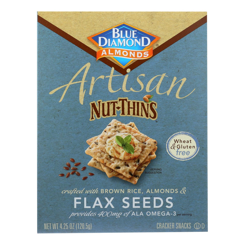 Blue Diamond Artesian Nut Thins with Flax Seed (4.25 Oz. - Pack of 12) - Cozy Farm 