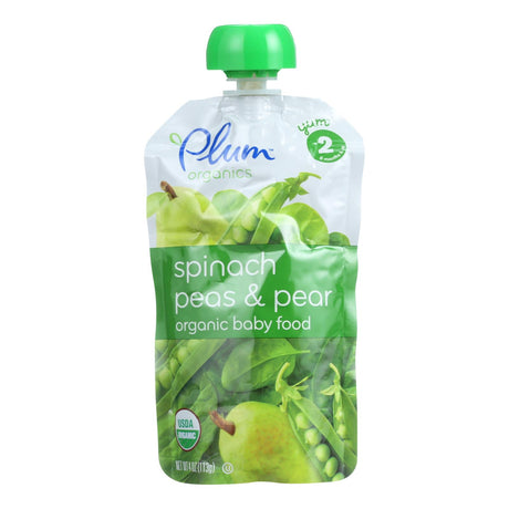 Plum Organics Stage 2 Spinach, Peas, and Pear Puree, 6 Pack, 3.5 Oz. Organic Baby Food - Cozy Farm 