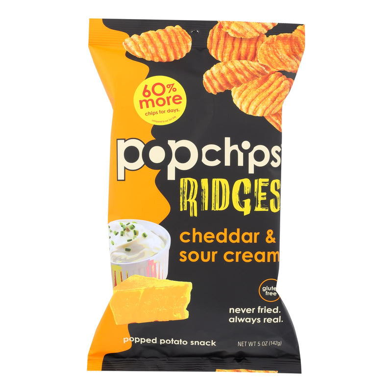 Popchips Potato Chip Ridges Cheddar Sour Cream (Pack of 12) - 5 Oz. - Cozy Farm 