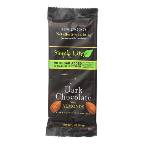 Simply Lite Dark Chocolate with Almonds Bar (Pack of 9 - 3 Oz.) - Cozy Farm 