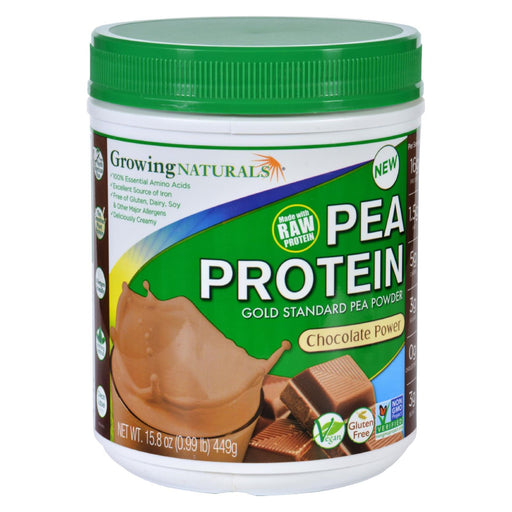 Growing Naturals Pea Protein Powder - Chocolat Power - 15.8 Oz. - Cozy Farm 