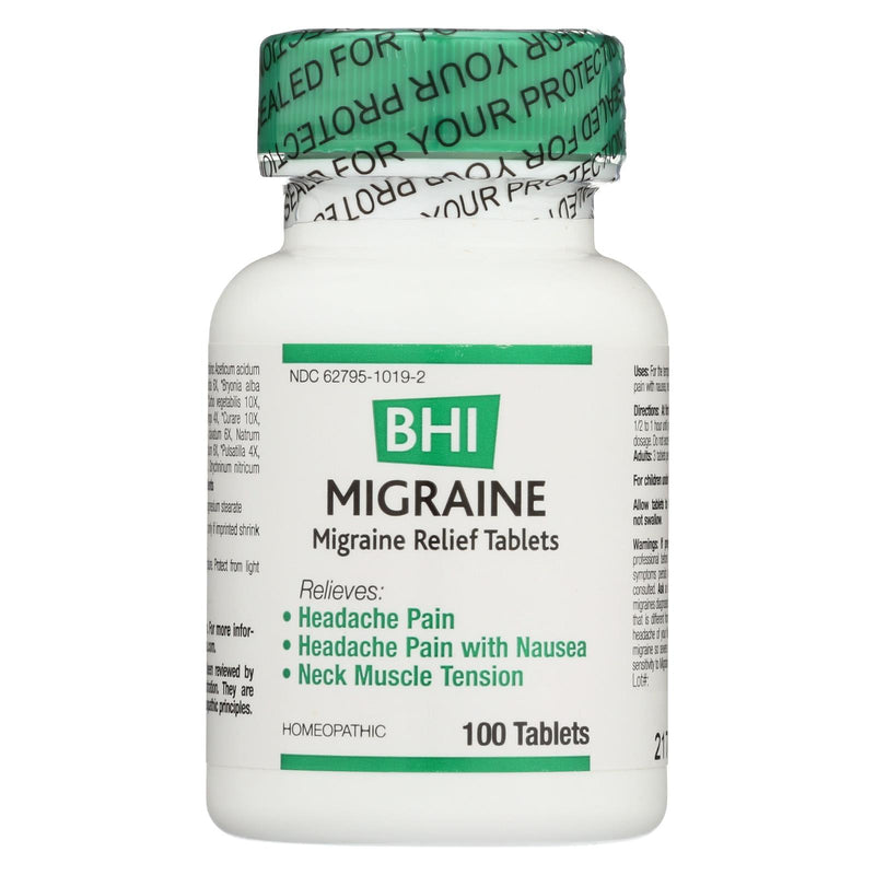 Bhi Migraine Relief, Headache Medication - 100 Tablets - Cozy Farm 