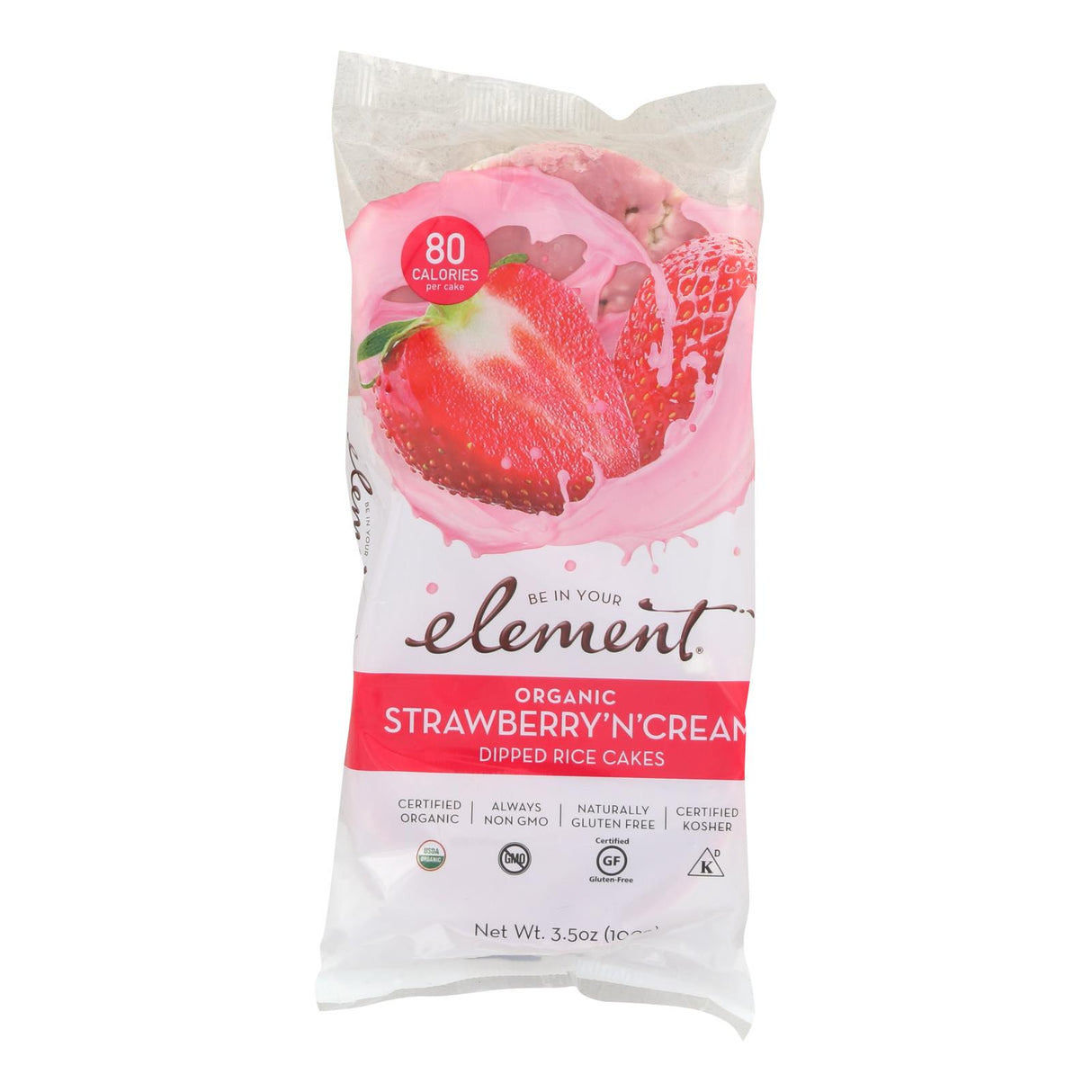 Element Organic Strawberry'n Cream Dipped Rice Cakes (Pack of 6 - 3.5 Oz) - Cozy Farm 