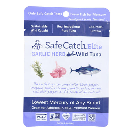 Safe Catch Tuna: Garlic Herb Flavor - 2.6 Oz. Pouch (Pack of 12) - Cozy Farm 