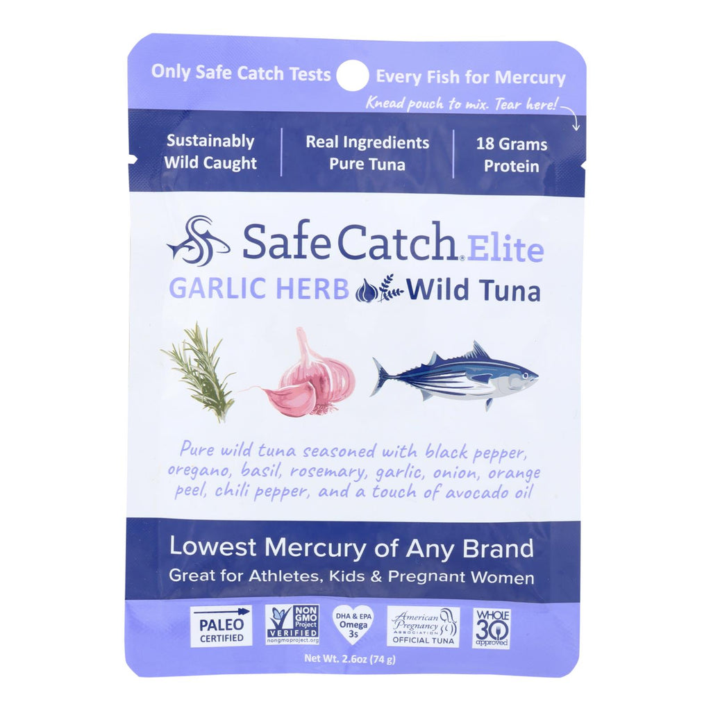 Safe Catch Tuna Garlic Herb Pouch (Pack of 12 - 2.6 Oz.) - Cozy Farm 